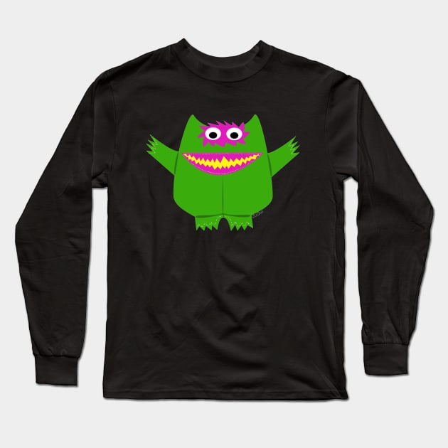 Green and Pink Nauga Long Sleeve T-Shirt by Kim Shakes